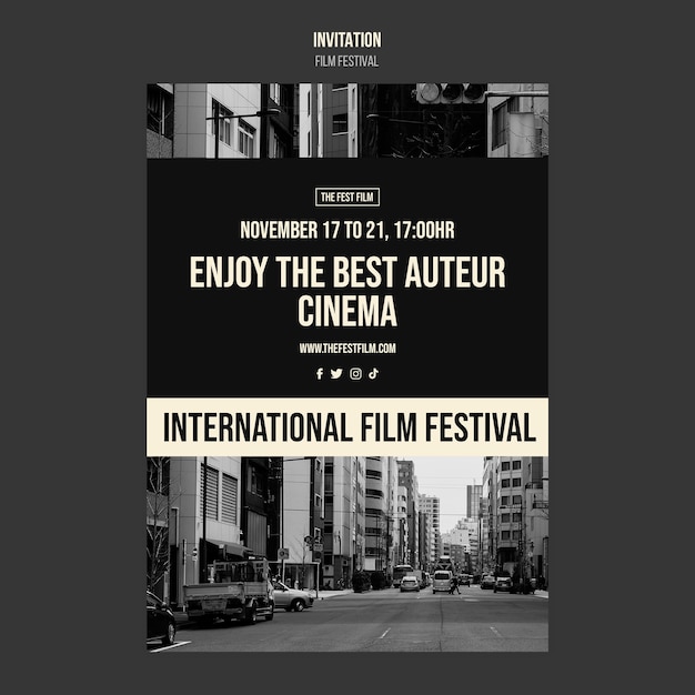 Monochrome Film Festival Invitation Template – Free Download