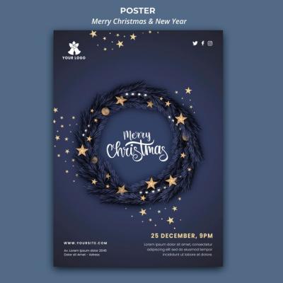 Vertical Poster Template for Christmas and New Year – Free Download