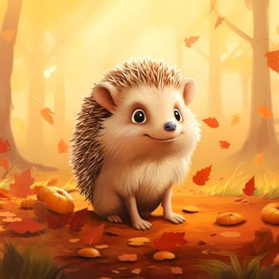 Cute Little Hedgehog Among Autumn Leaves – Download Free Stock Photo