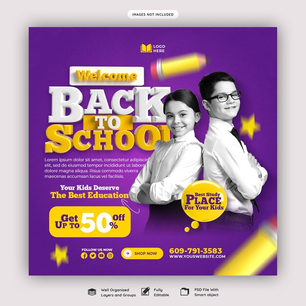 Back to School Social Media Banner or Instagram Post Template – Free Download