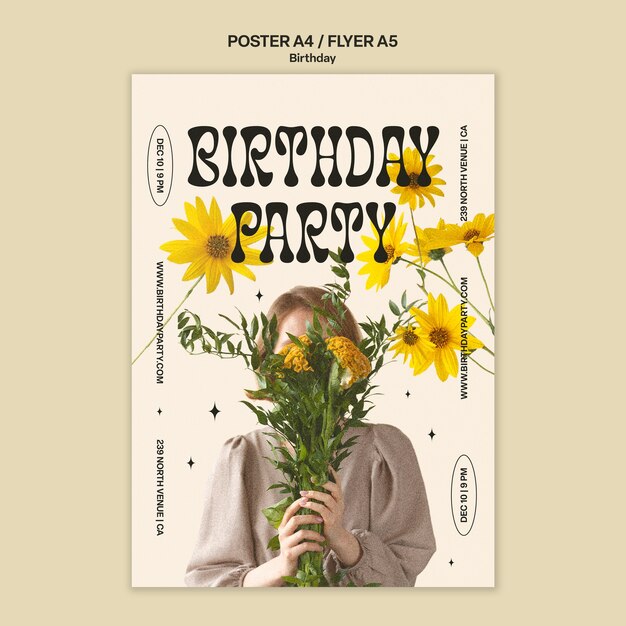 Vertical Poster Template for Birthday Party – Free Download