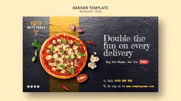 Pizza Restaurant Banner Template – Download Free Stock Photo