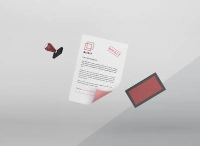 Levitating Paper Mockup and Stamp – Free Download