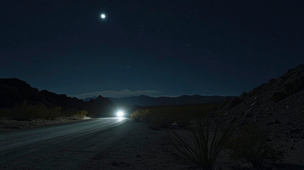 Deserted Road at Night: Long Exposure Photography for Free Download