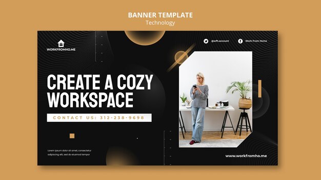 Cozy Workspace Banner Template – Download Free Stock Photo