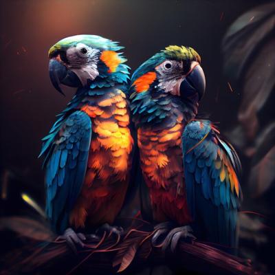 Colorful Exotic Birds: Two Macaw Parrots Sitting on a Branch – Free Stock Photo Download