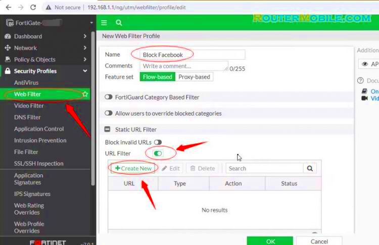 Block websites on FortiGate Firewall