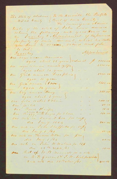 Alabama Post Emancipation Slave Document