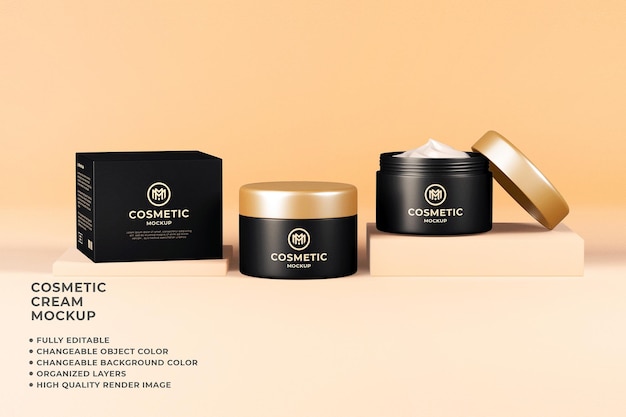 Cosmetic Container Cream Mockup with Changeable Colors – Free Download