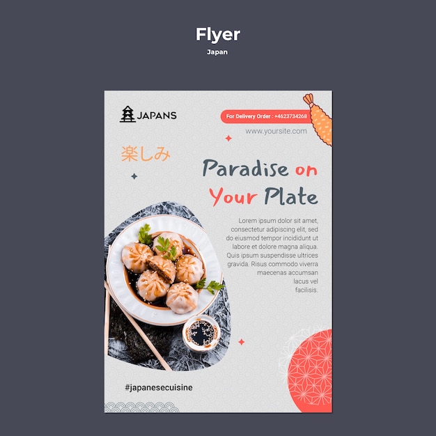 Vertical Flyer Template for Japanese Cuisine Restaurant – Free Download