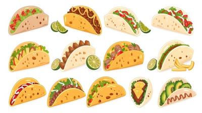 12 Delicious Tacos with Various Fillings – Free Stock Photo for Food Illustration and Design