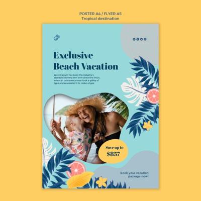 Tropical Destination Poster Template Design – Free Download