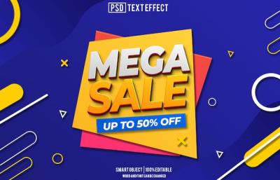 Mega Sale Text Effect – Editable 3D Typography for Business Backgrounds | Free Download