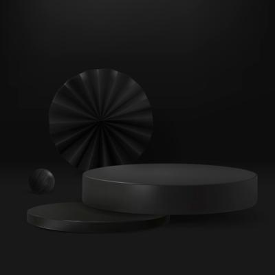 Black 3D Product Backdrop PSD with Classy Podium – Free to Download