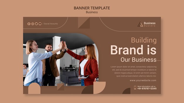 Flat Design Banner Business Template – Download Free Stock Photo