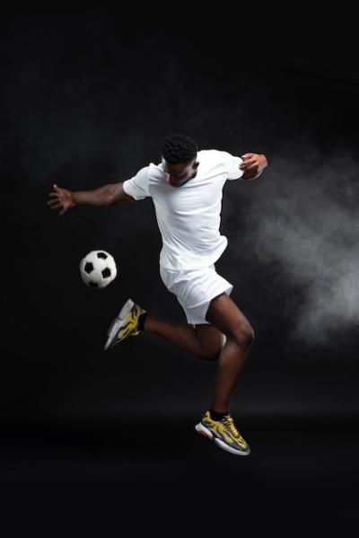 Full Shot of a Man Playing Football – Free Download