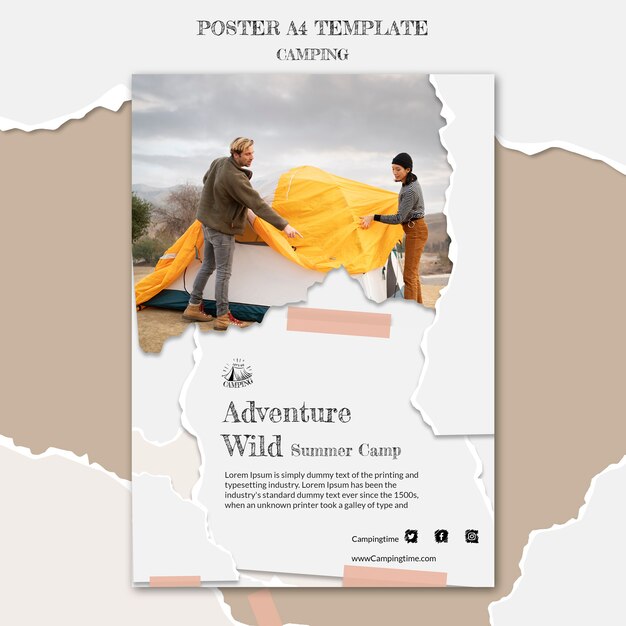 Camping Poster Template Design – Free Download