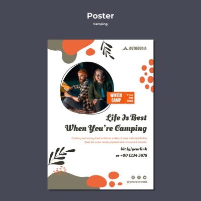 Flat Design Camping Poster Template – Free Download