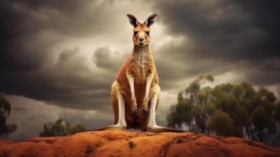 Furry Australian Kangaroo on Hilltop: Download Free Stock Photo