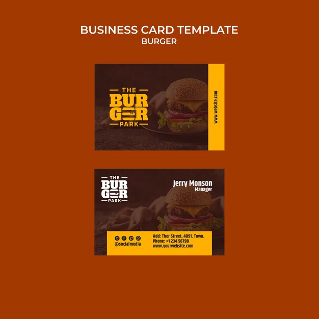 Burger Business Card Template Design – Free to Download