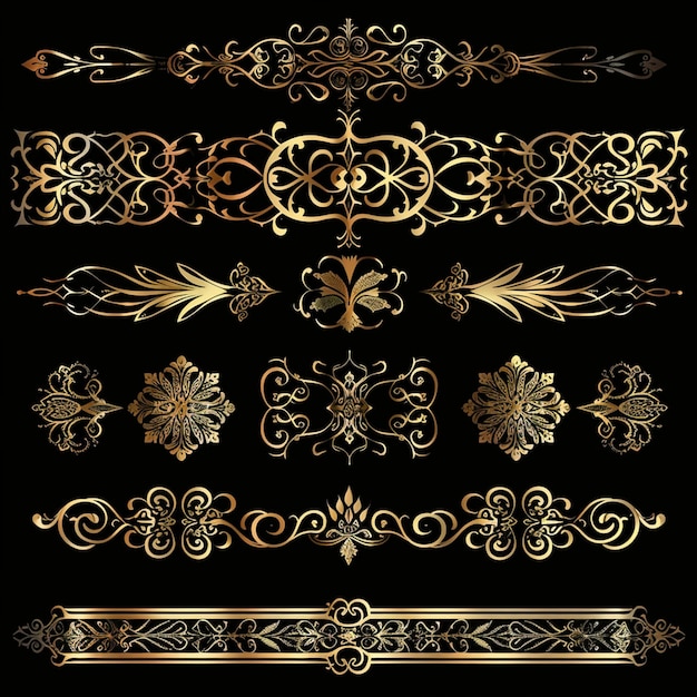 Golden Calligraphic Ornament Collection – Free Download