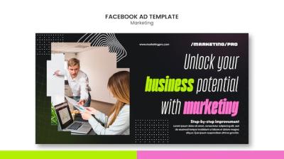 Flat Design Marketing Strategy Facebook Template – Free Download