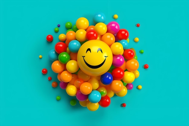 A Group of Colorful Balls with a Smiley Face – Free Download