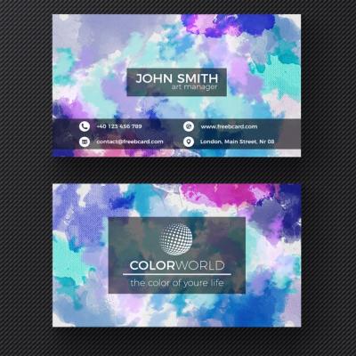 Watercolor Corporate Card Design – Free Download