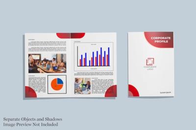 Corporate Profile A4 Size Bifold Brochure Mockup – Free Download