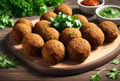 A Tray of Food Featuring Meatballs and Parsley – Free Download