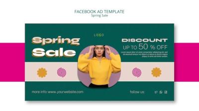 Spring Sale Facebook Template in Flat Design – Free Download