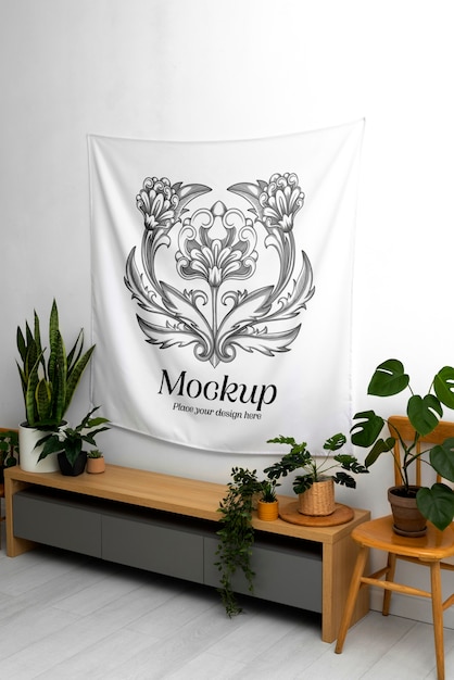 Tapestry Mockup on a Wall – Free Download for Stunning Designs