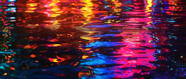 Nighttime Abstract Water Reflections with Neon Lights – Free Download