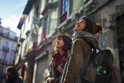 Friends Exploring a New City and Laughing – Free Stock Photo for Download