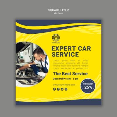 Creative Mechanic Square Flyer Template for Free Download