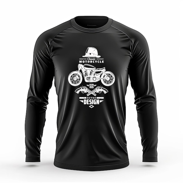 A Black Shirt with Motorcycle Design Featuring White Logo – Free Download