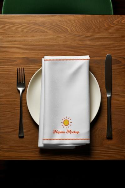 Embroidered Napkin Mockup Design for Elegant Presentations – Free Download