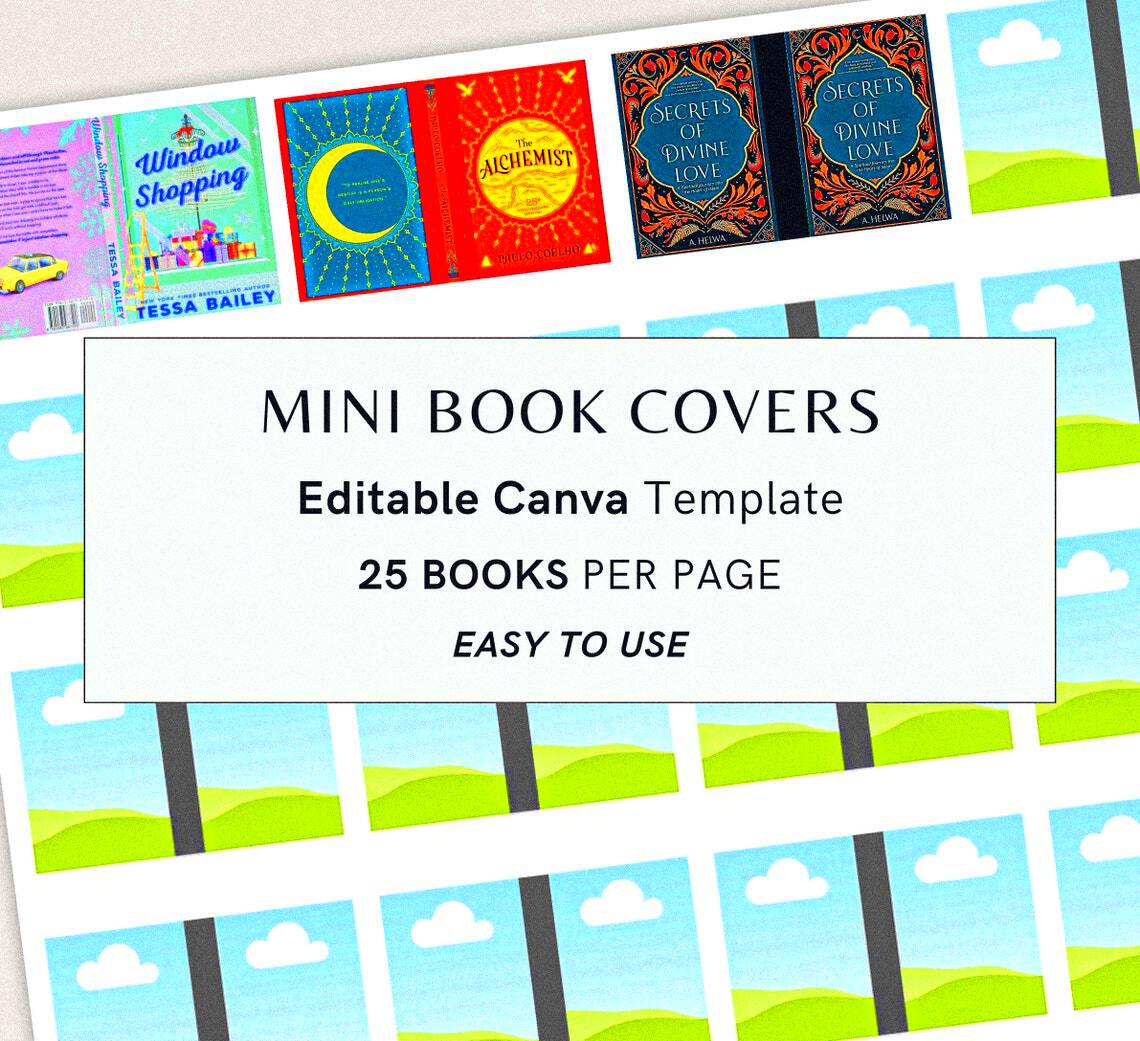 Editable Mini Book Covers Canva Template Miniature Books for Decor 