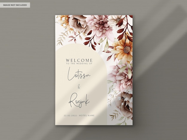 Beautiful Autumn Floral Wedding Invitation Card Template – Free Download