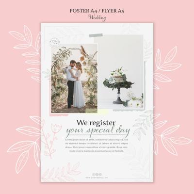 Floral Wedding Vertical Poster Template – Free Download