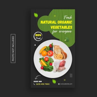 Fresh and Healthy Food Promotion Social Media and Instagram Story Banner Template Design – Free Download