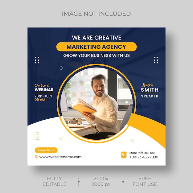 Digital Marketing Corporate Social Media Webinar and Instagram Post Template – Free Download