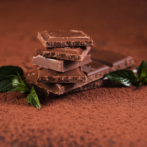 Chocolate Bar Squares on Cocoa Powder â Free Download