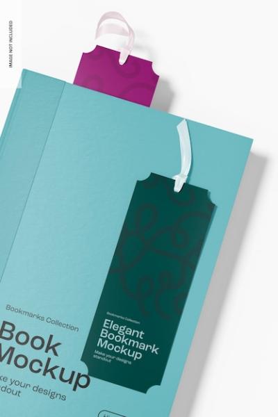 Beautiful Bookmarks Mockup on a Book – Free Download