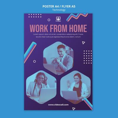 Remote Work Poster Template for Easy Customization – Free Download