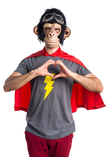 Superhero Monkey Man Creating a Heart Gesture – Free Download