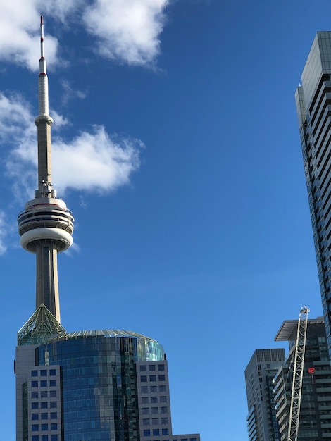 Low Angle View of Toronto City Buildings Against Blue Sky – Free Download