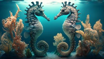 Generative AI Sea Horses in the Ocean – Free Stock Photo Download