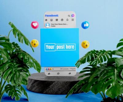 3D Facebook Post Mockup with Stage Background – Free Download