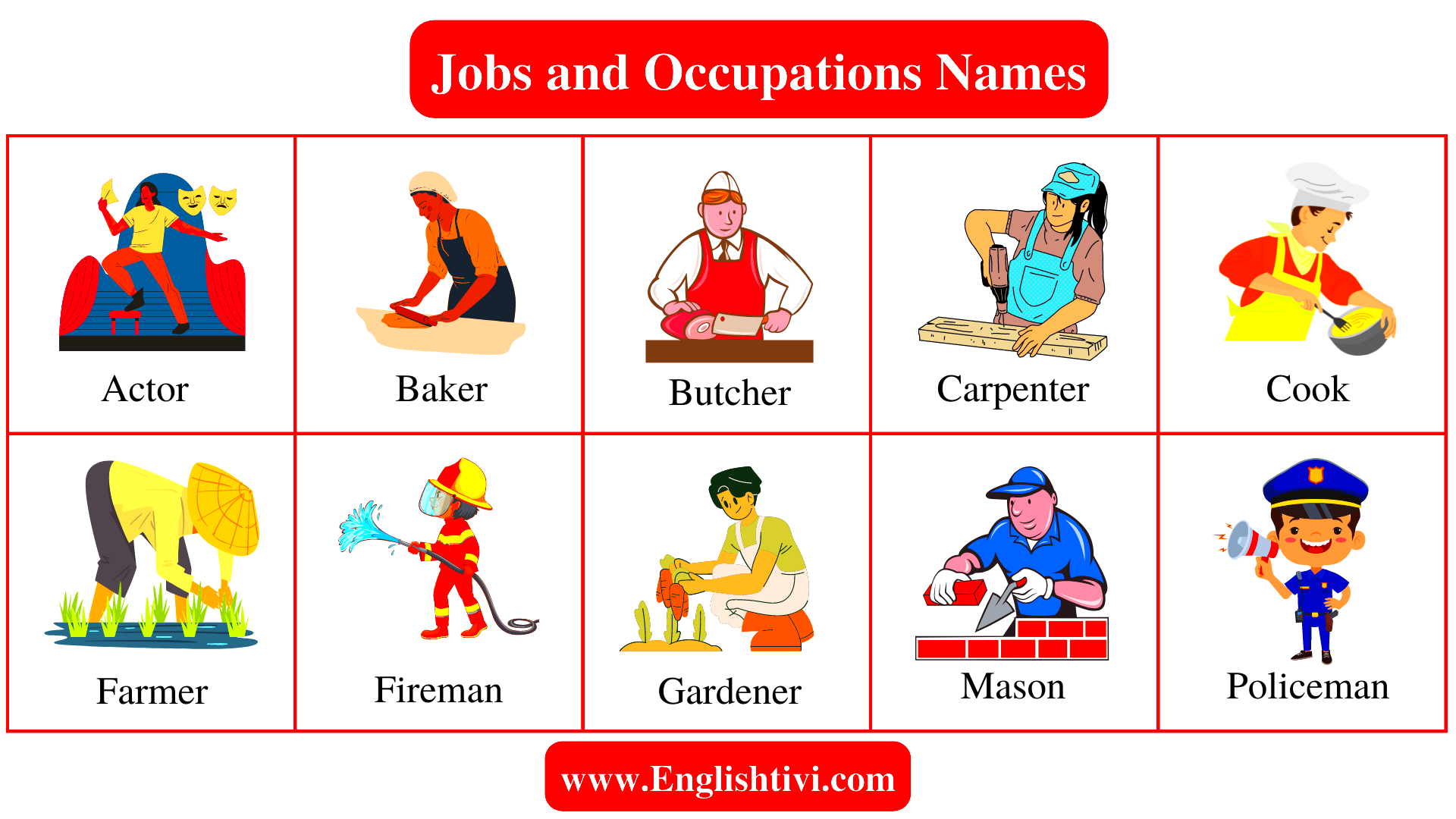 Jobs and Occupations Names in English with Pictures Englishtivi